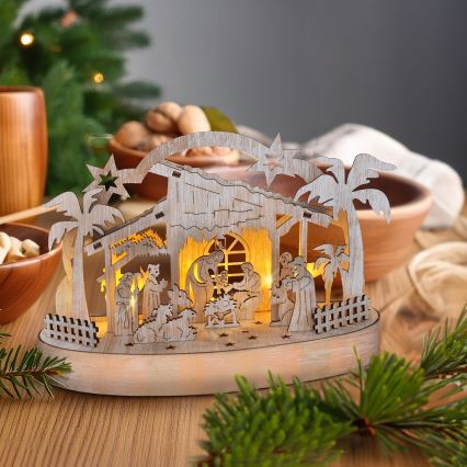 Χριστουγεννιάτικο διακοσμητικό LED LED/2xAA/θερμό λευκό nativity scene