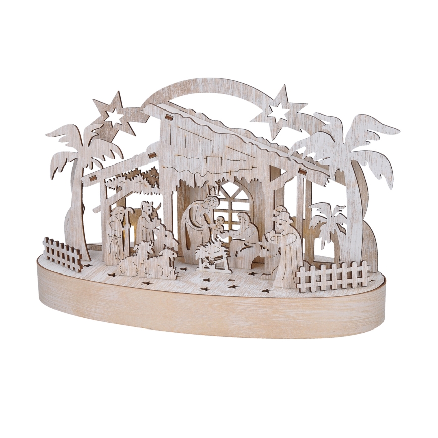 Χριστουγεννιάτικο διακοσμητικό LED LED/2xAA/θερμό λευκό nativity scene