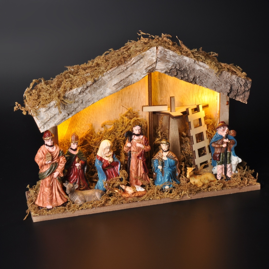 Χριστουγεννιάτικο διακοσμητικό LED LED/2xAA/θερμό λευκό φάτνη