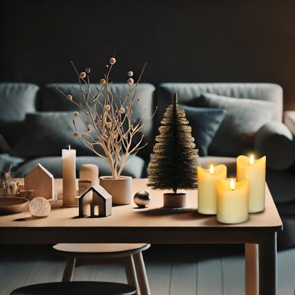 ΣΕΤ 3x LED Natural wax κερί LED/3xAAA/θερμό λευκό