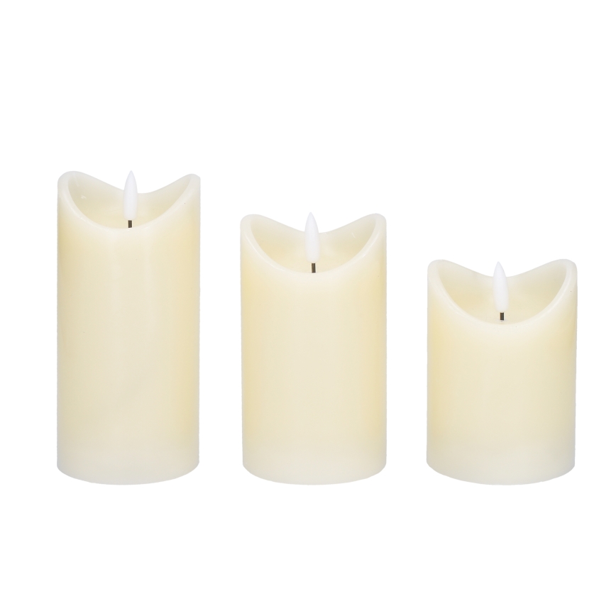 ΣΕΤ 3x LED Natural wax κερί LED/3xAAA/θερμό λευκό