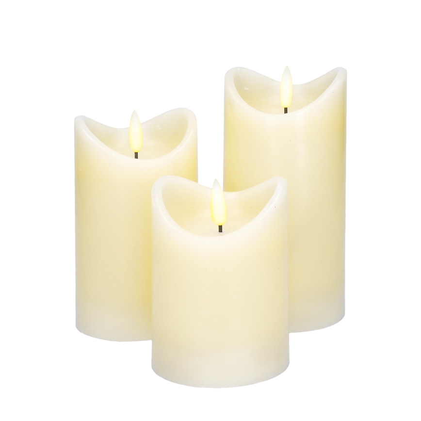 ΣΕΤ 3x LED Natural wax κερί LED/3xAAA/θερμό λευκό