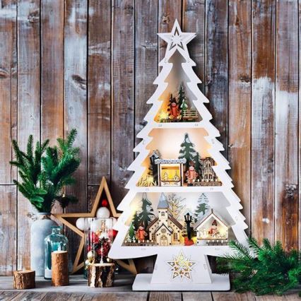 Ξύλινο LED χριστουγεννιάτικο δεντράκι 13xLED/2xAA