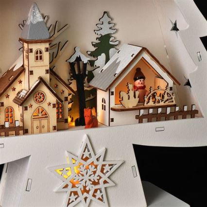 Ξύλινο LED χριστουγεννιάτικο δεντράκι 13xLED/2xAA