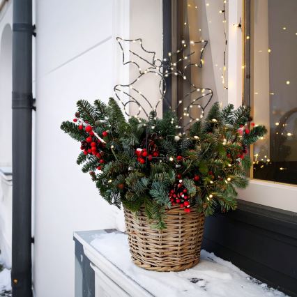 LED εξωτερική χριστουγεννιάτικη διακόσμηση 100xLED/3xAA IP44, θερμό λευκό, κουδούνια