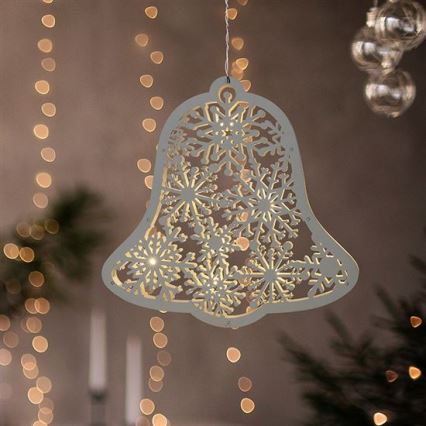 LED Χριστουγεννιάτικο κουδουνάκι 9xLED/2xAA θερμό λευκό