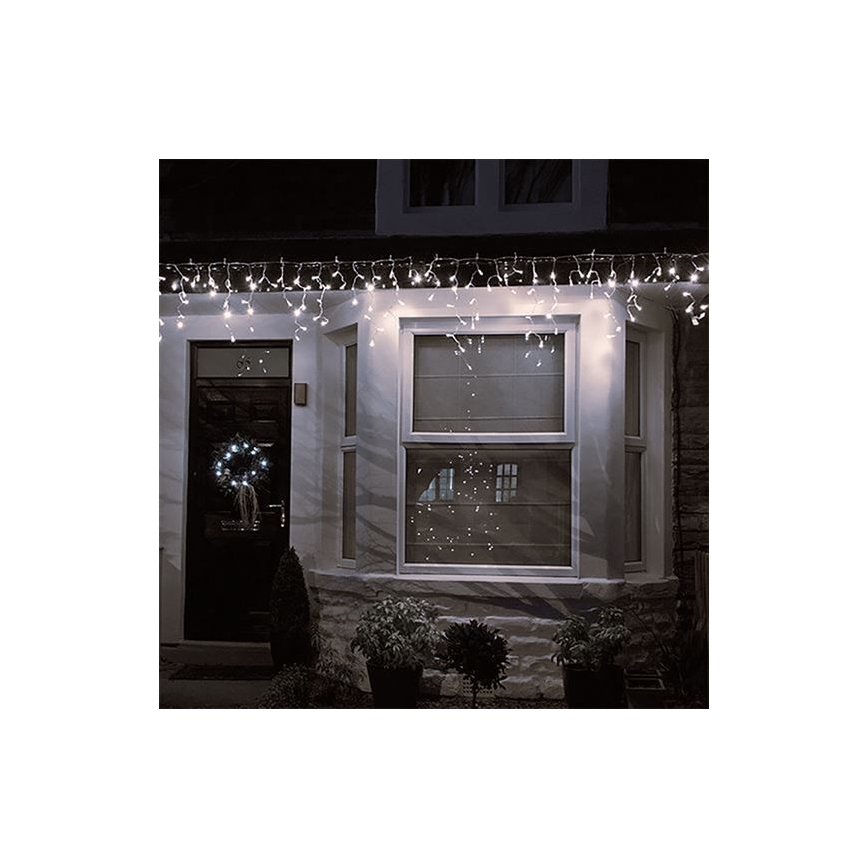 Εξωτερική Χριστουγεννιάτικη κουρτίνα LED 120xLED/8 λειτουργίες 9m IP44 ζεστό λευκό