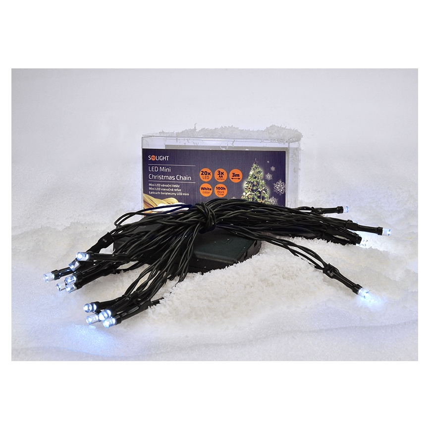 LED Χριστουγεννιάτικα λαμπάκια 20xLED/3xAA 3,3m ψυχρό λευκό