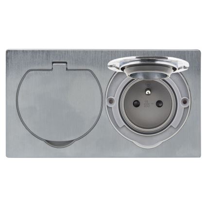 Χωνευτή διπλή επιδαπέδια πρίζα IP55