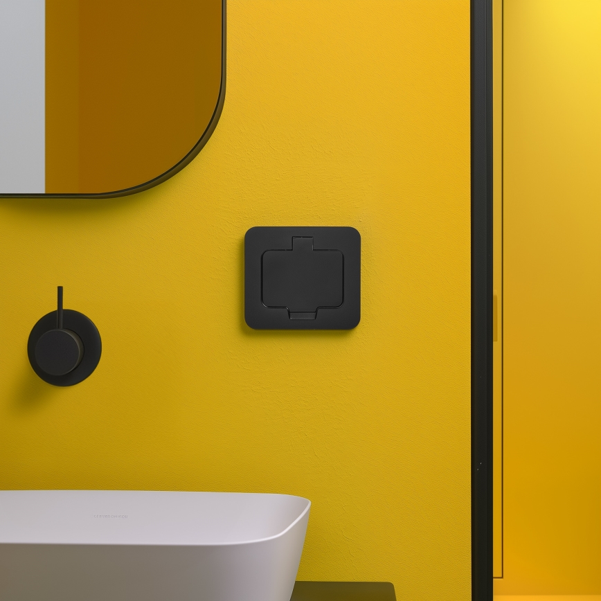 Εξωτερική χωνευτή πρίζα δαπέδου IP55 μαύρη ορθογώνια