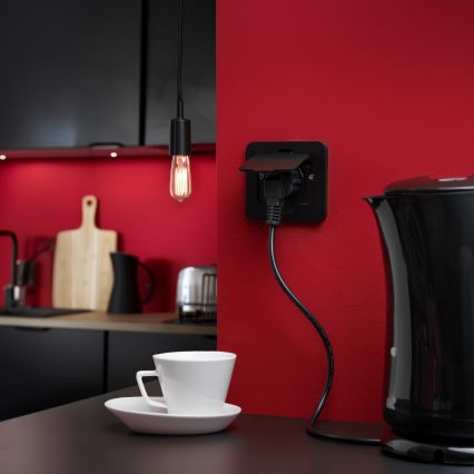 Εξωτερική χωνευτή πρίζα δαπέδου IP55 μαύρη ορθογώνια