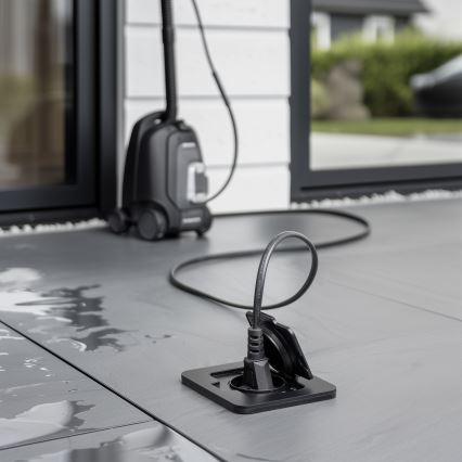 Εξωτερική χωνευτή πρίζα δαπέδου IP55 μαύρη ορθογώνια