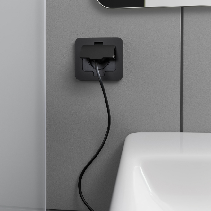 Εξωτερική χωνευτή πρίζα δαπέδου IP55 μαύρη ορθογώνια