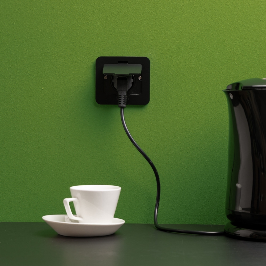 Εξωτερική χωνευτή πρίζα δαπέδου IP55 μαύρη ορθογώνια