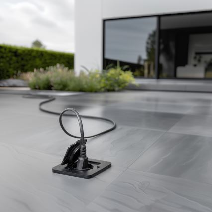 Εξωτερική χωνευτή πρίζα δαπέδου IP55 μαύρη ορθογώνια