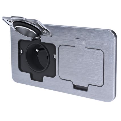 Χωνευτή πρίζα δαπέδου διπλή  εξωτερικού χώρου IP55 γωνιακή