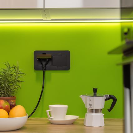 Solight 5B323B - Εξωτερική χωνευτή διπλή πρίζα δαπέδου IP55 μαύρη ορθογώνια