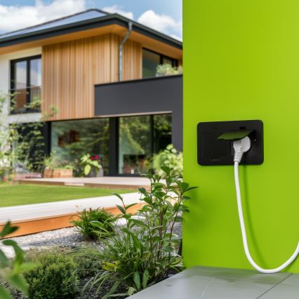 Solight 5B323B - Εξωτερική χωνευτή διπλή πρίζα δαπέδου IP55 μαύρη ορθογώνια