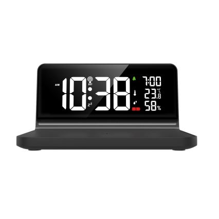 LED Ρολόι ξυπνητήρι με οθόνη LCD και ασύρματη φόρτιση Qi LED/10W/230V