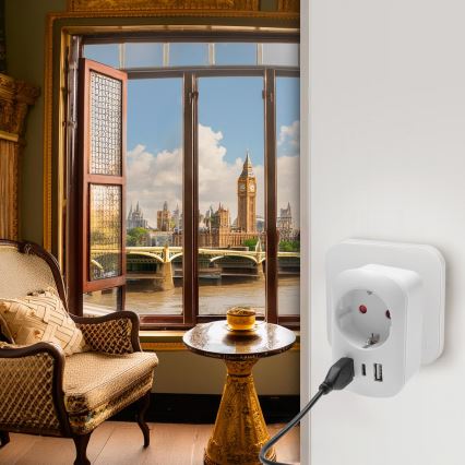 Ταξιδιωτικός αντάπτορας για UK 230V με 2x θύρες USB-A και 1x θύρα USB-C