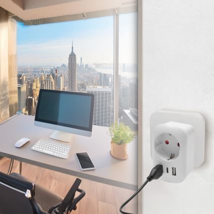 Ταξιδιωτικός αντάπτορας για τις ΗΠΑ, 230V, 2x USB-A + 1x USB-C