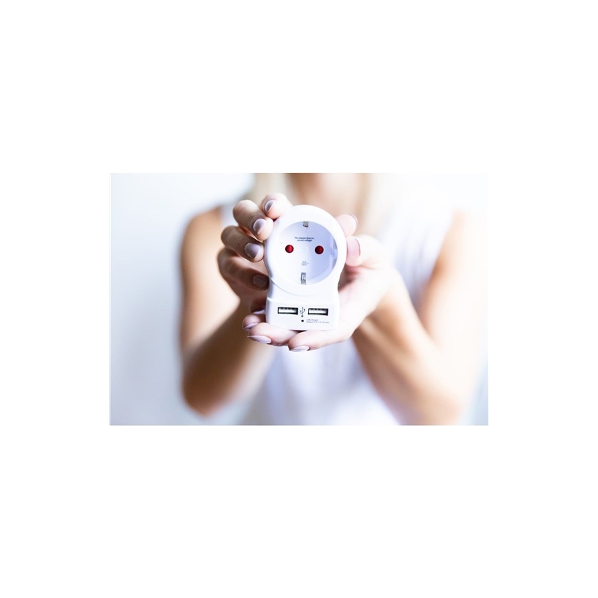 Αντάπτορας ταξιδιού για αγγλική πρίζα 230V + 2x USB θύρα