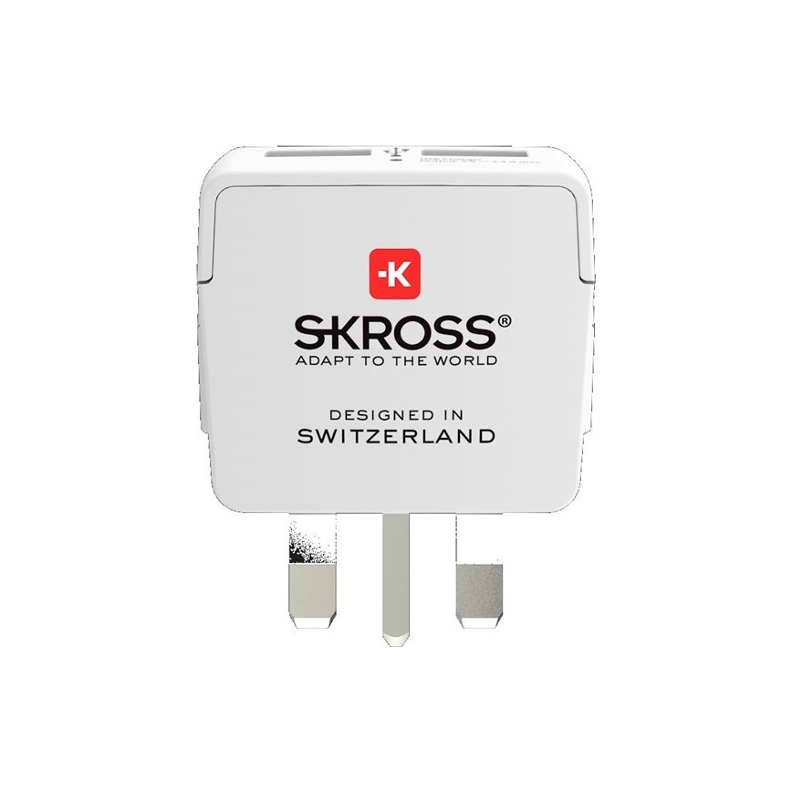 Αντάπτορας ταξιδιού για αγγλική πρίζα 230V + 2x USB θύρα