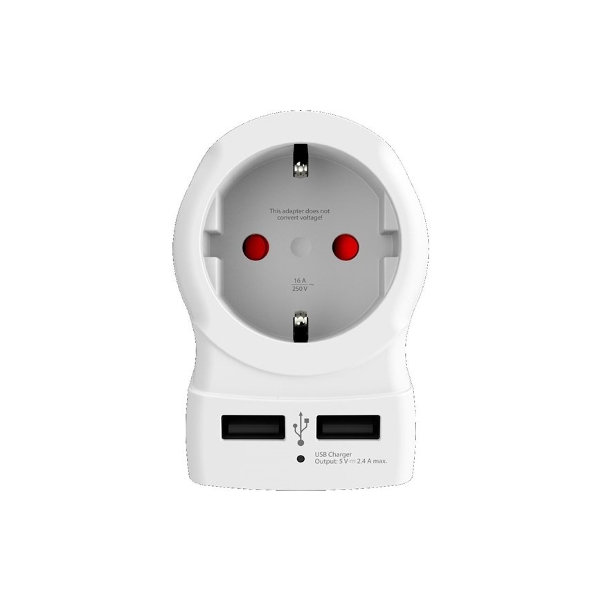 Αντάπτορας ταξιδιού για αγγλική πρίζα 230V + 2x USB θύρα