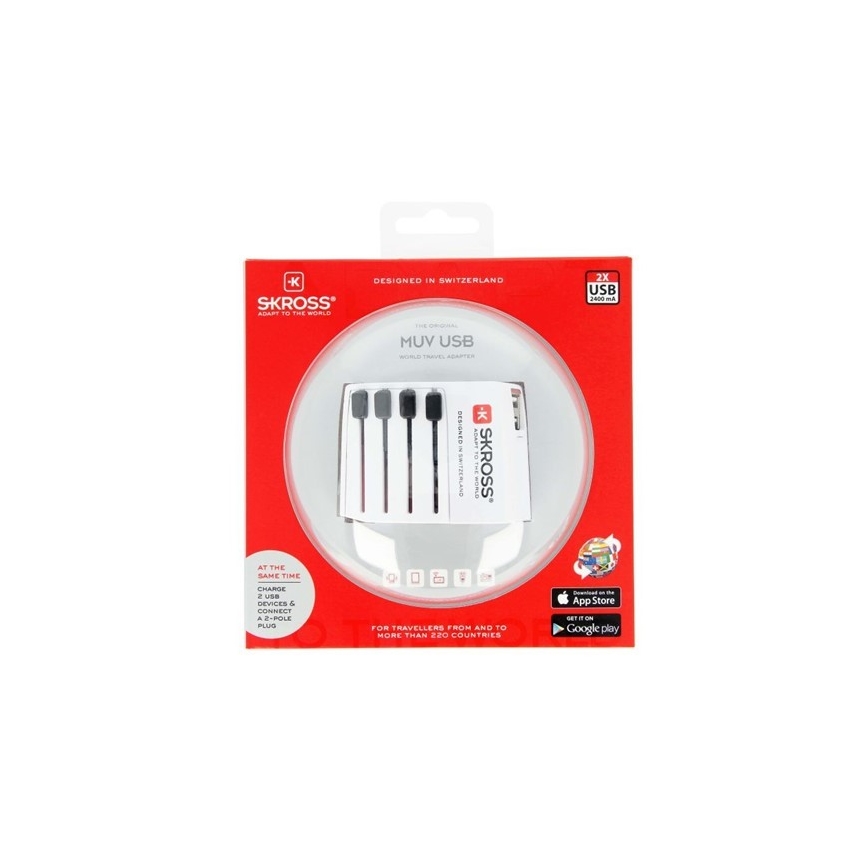 Διεθνής αντάπτορας ταξιδιού 230V +  2x θύρα USB
