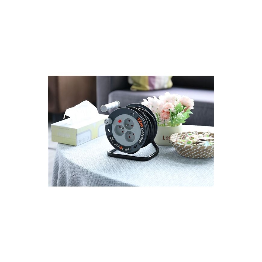 Καλώδιο προέκτασης σε τύμπανο 3 υποδοχών 12 m