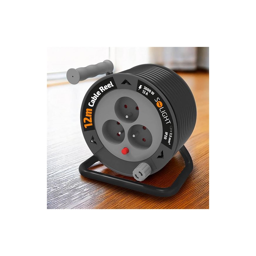 Καλώδιο προέκτασης σε τύμπανο 3 υποδοχών 12 m