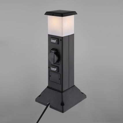 Εξωτερικό φωτιστικό με 2 πρίζες 1xE14/15W/230V IP44 μαύρο