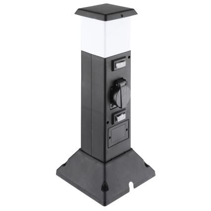 Εξωτερικό φωτιστικό με 2 πρίζες 1xE14/15W/230V IP44 μαύρο