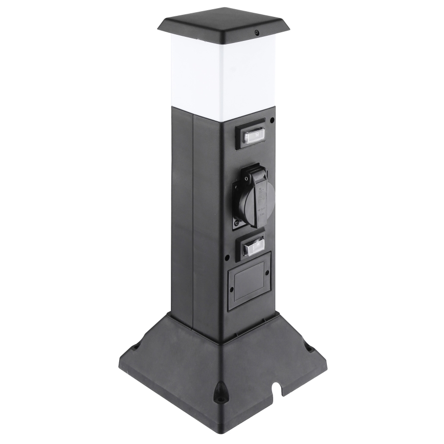 Εξωτερικό φωτιστικό με 2 πρίζες 1xE14/15W/230V IP44 μαύρο