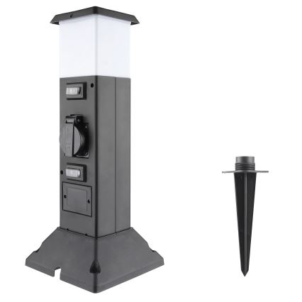 Εξωτερικό φωτιστικό με 2 πρίζες 1xE14/15W/230V IP44 μαύρο