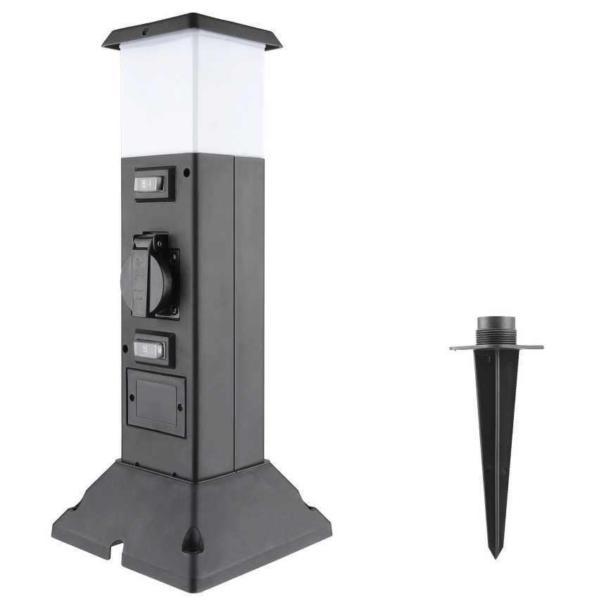 Εξωτερικό φωτιστικό με 2 πρίζες 1xE14/15W/230V IP44 μαύρο