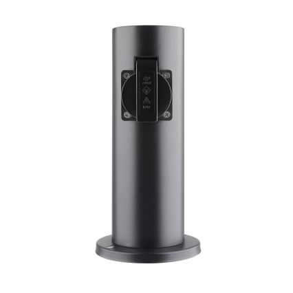 Εξωτερικός στύλος με 2 πρίζες 230V IP44, μαύρος, στρογγυλός