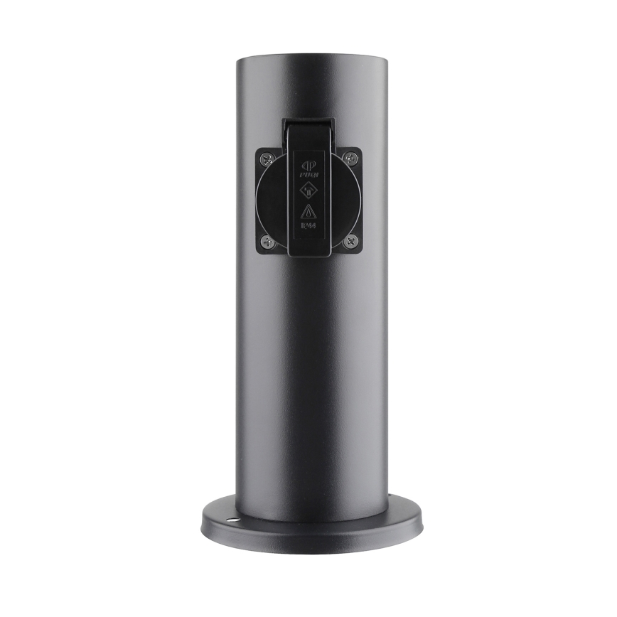 Εξωτερικός στύλος με 2 πρίζες 230V IP44, μαύρος, στρογγυλός