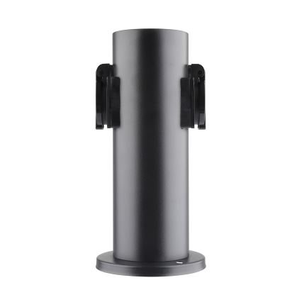 Εξωτερικός στύλος με 2 πρίζες 230V IP44, μαύρος, στρογγυλός