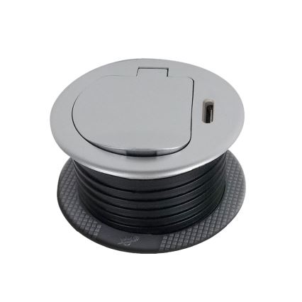 Πολύπριζο γραφείου 1x230V + USB-C Power Delivery ασημί/μαύρο