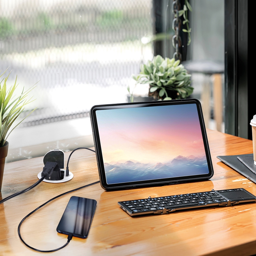 Πολύπριζο γραφείου 1x230V + USB-C Power Delivery ασημί/μαύρο
