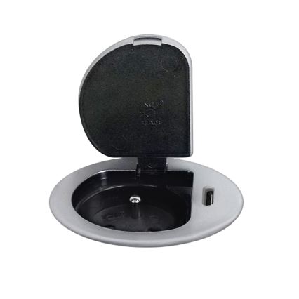 Πολύπριζο γραφείου 1x230V + USB-C Power Delivery ασημί/μαύρο