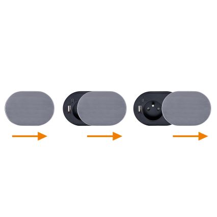 Χωνευτή πρίζα 1Z + USB A+C
