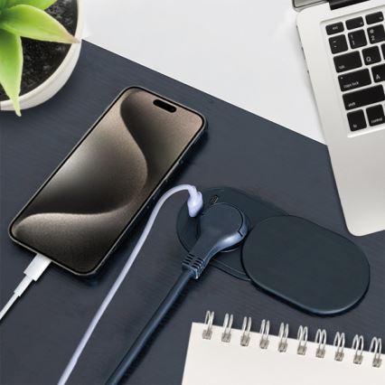 Εντοιχιζόμενη πρίζα με συρόμενο κάλυμμα, 20W, 1 υποδοχή + USB A+C, μαύρο