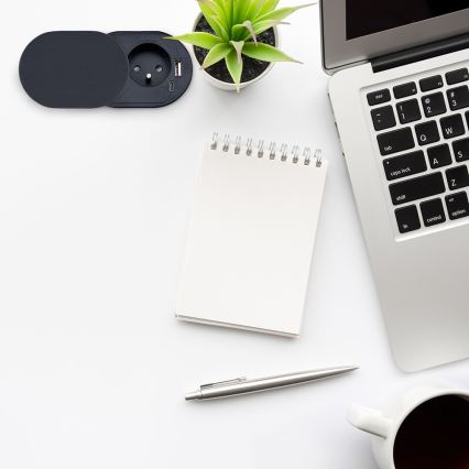Πολύπριζο γραφείου 1x230V + USB-A + USB-C μαύρο