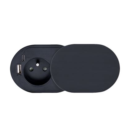Πολύπριζο γραφείου 1x230V + USB-A + USB-C μαύρο