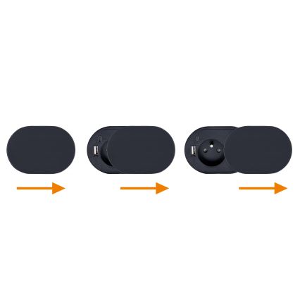 Πολύπριζο γραφείου 1x230V + USB-A + USB-C μαύρο