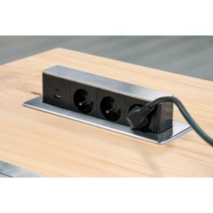 Στήλη πρίζας για επιφάνεια γραφείου 3x230V + USB-A + USB-C