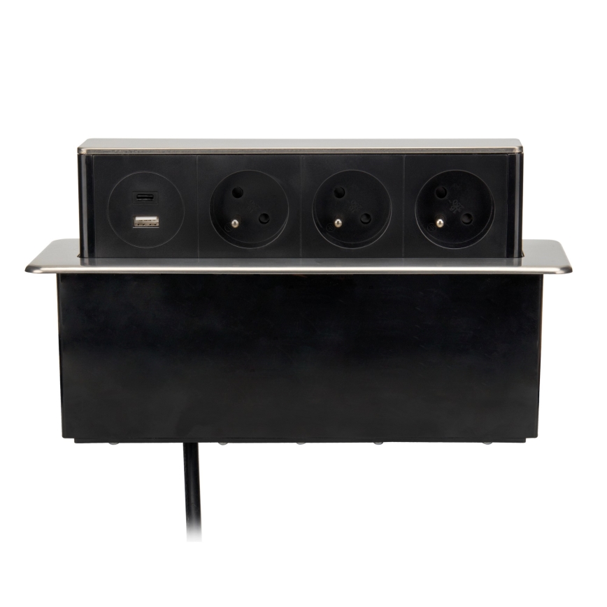 Στήλη πρίζας για επιφάνεια γραφείου 3x230V + USB-A + USB-C