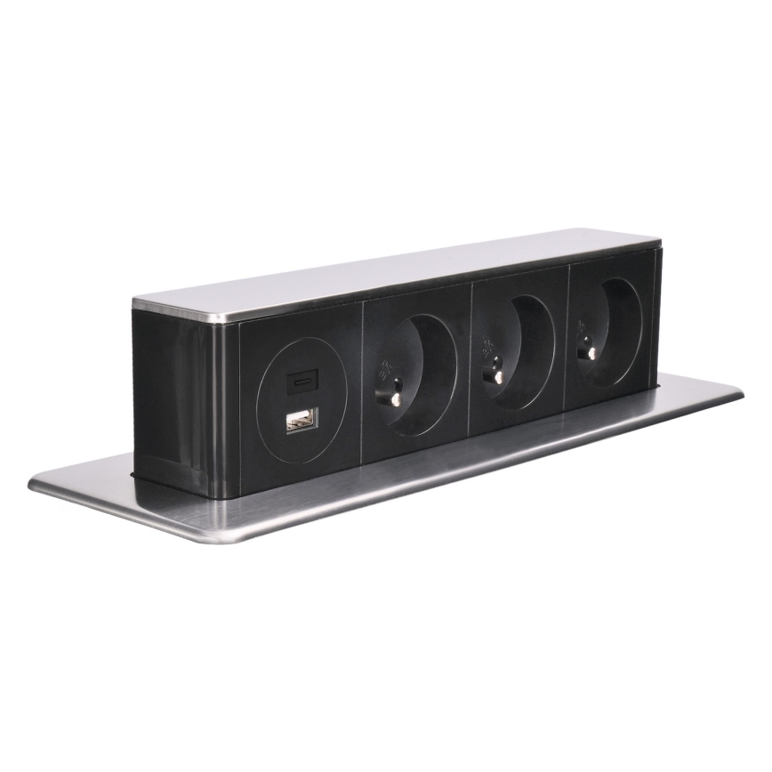 Στήλη πρίζας για επιφάνεια γραφείου 3x230V + USB-A + USB-C